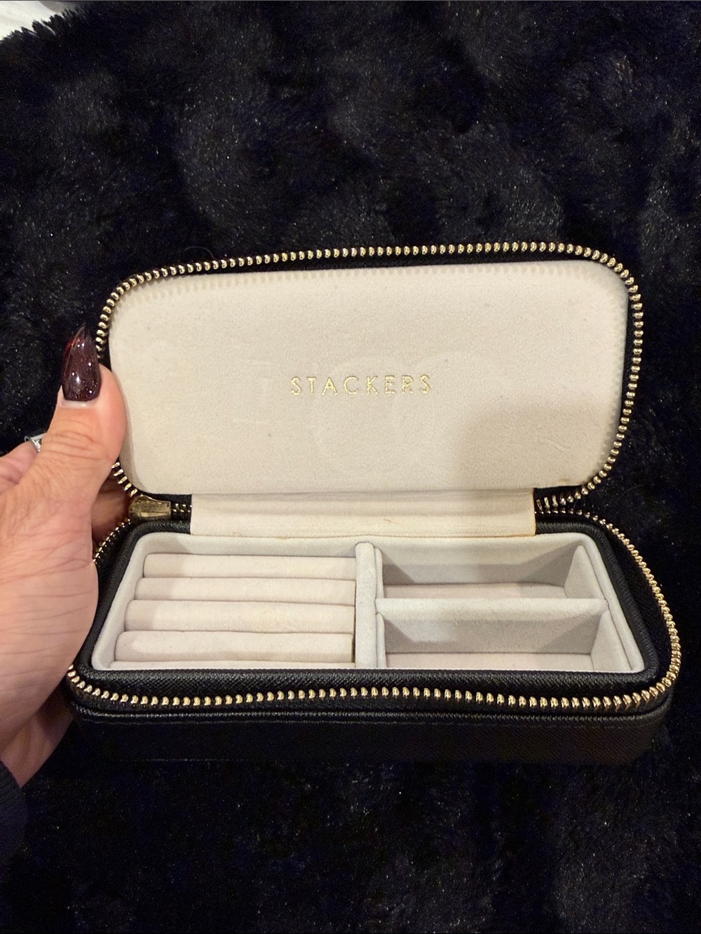 Stackers Black Jewelry and Card Organizer with Cream Interior
